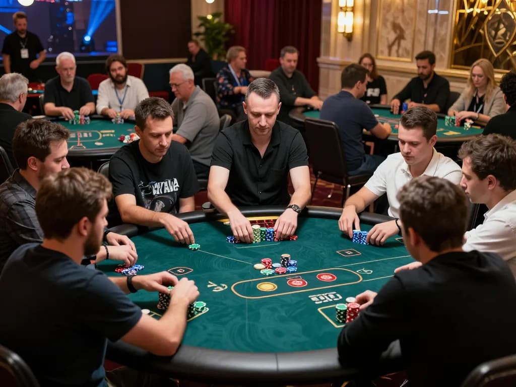 Players engage in a strategic poker game at a professional tournament showcasing SC88 talent.