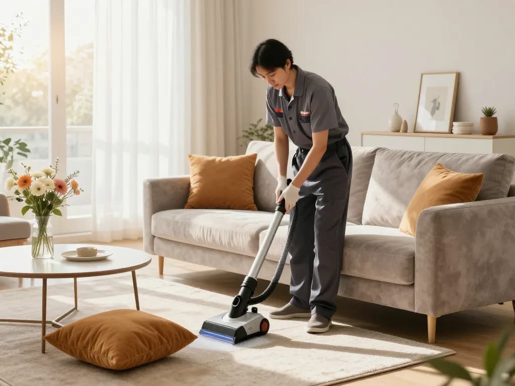 Upholstery cleaning process showcasing professional cleaners using steam equipment, ideal for Cleaning comparison blogs.