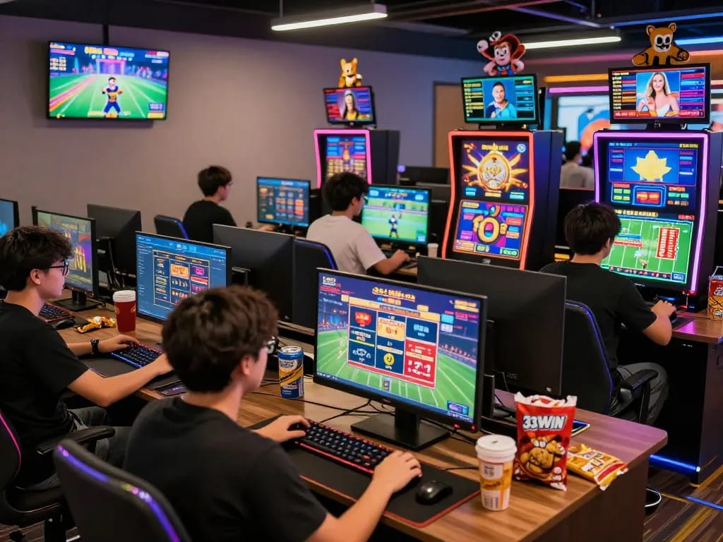 33WIN players enjoying a vibrant online gaming experience with live betting and casino options.