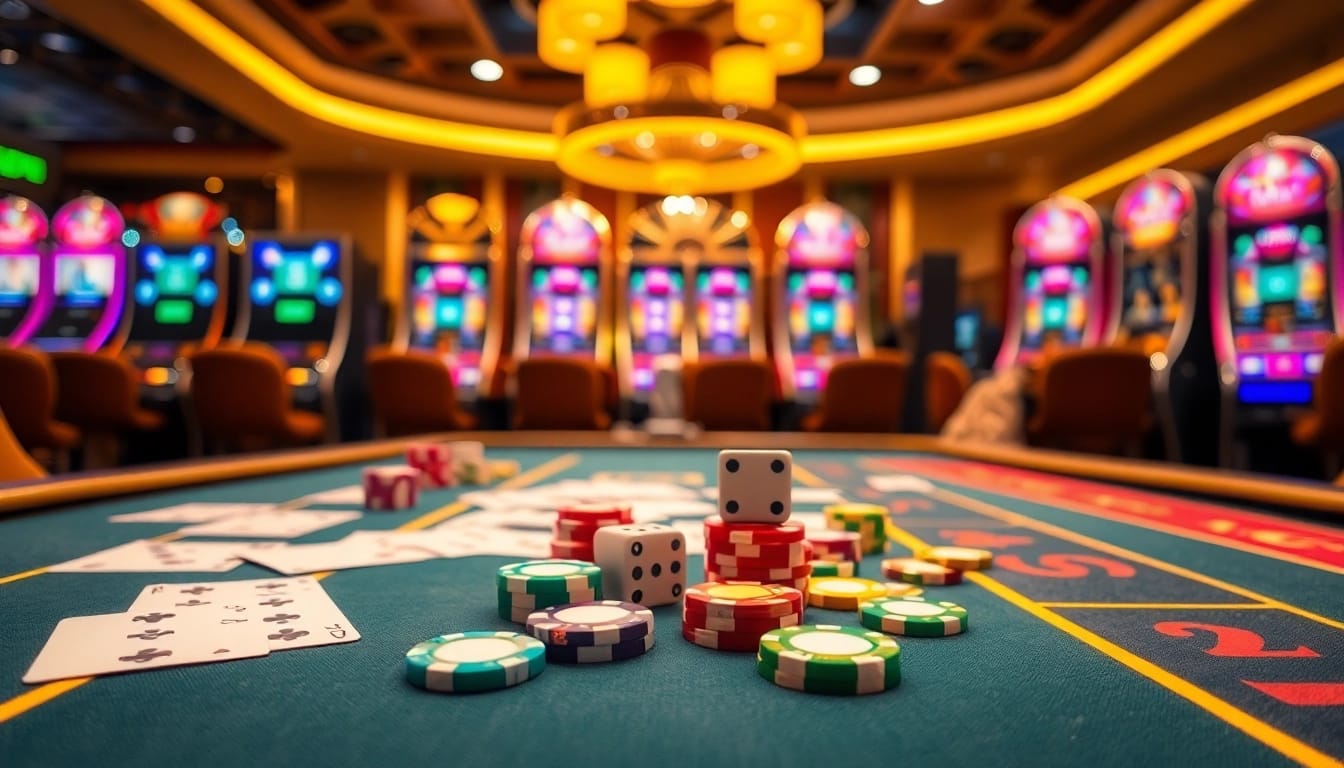 Zbet gaming with vibrant table action and colorful chips at a casino.