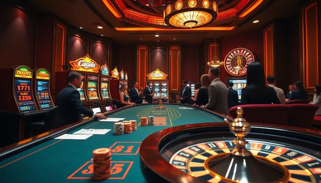 Join the thrill of betting at https://hitclub.gold/ with a lively poker table and glowing slot machines.