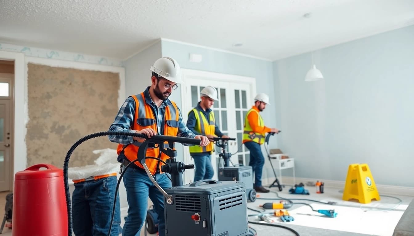 Spray foam removal companies demonstrating professional foam insulation removal in a residential home setting.
