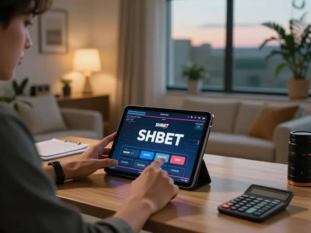 Engaging gameplay on SHBET .COM using a tablet in a cozy home setting.
