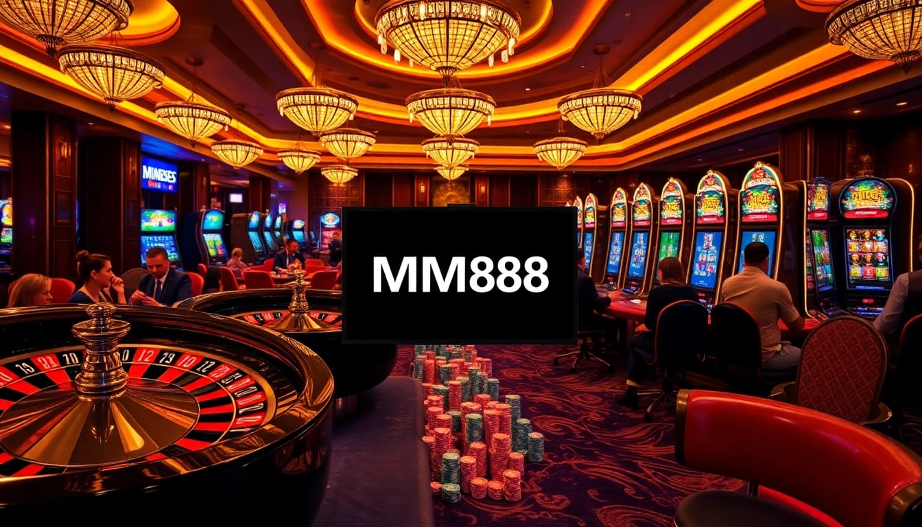 Engaging gamblers at a luxurious casino scene featuring the mm88 link interface and vibrant games.