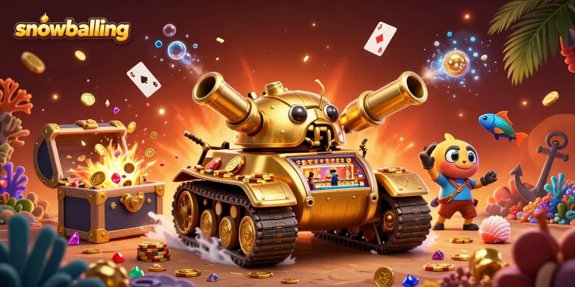 Engage in snowballing adventures at a vibrant casino theme with golden treasures and dynamic action elements.
