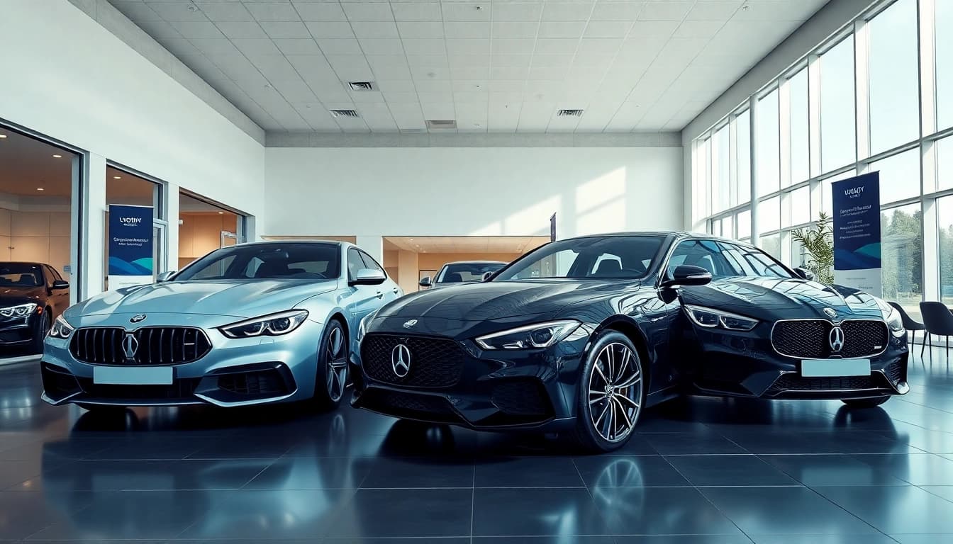 Showcase of luxury vehicles at a dealership in Virginia water highlighting premium offerings.