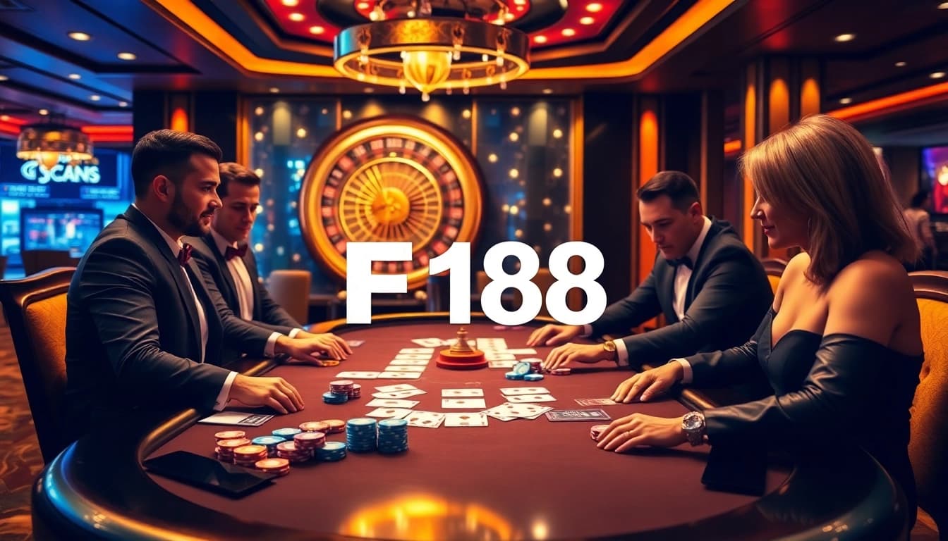 Engaged players experiencing excitement at F168 casino poker table with chips and cards.