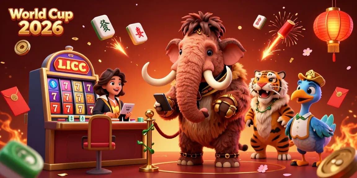 Experience the excitement of World Cup 2026 with a vibrant casino scene featuring a woolly mammoth bouncer and vibrant gameplay elements.