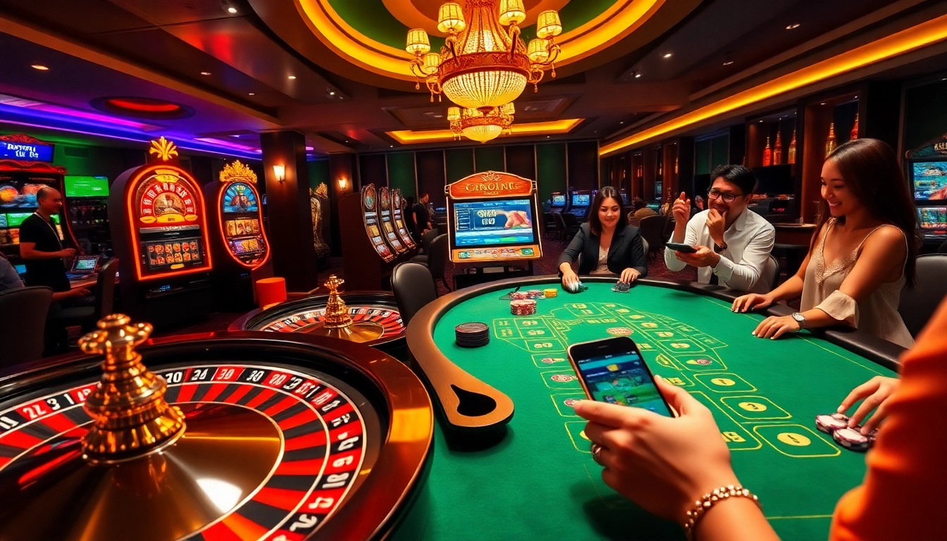 Engage in thrilling gameplay at ev88h.us.com with vibrant slot machines and a luxurious casino atmosphere.