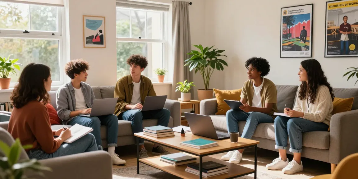 Students enjoying modern and affordable Northampton Student Accommodation in a cozy living room setting.