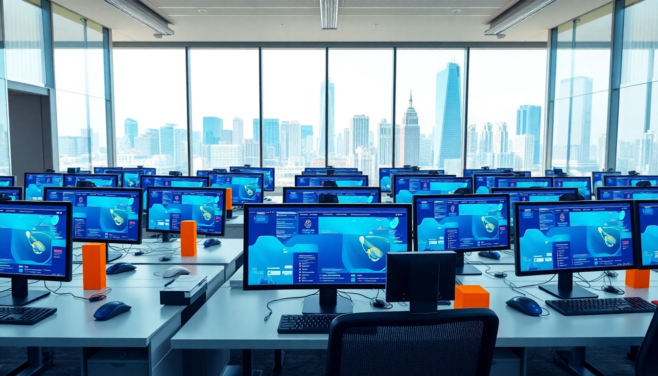 Boost team collaboration with call centre software in a modern office setting, showcasing technology and energy.