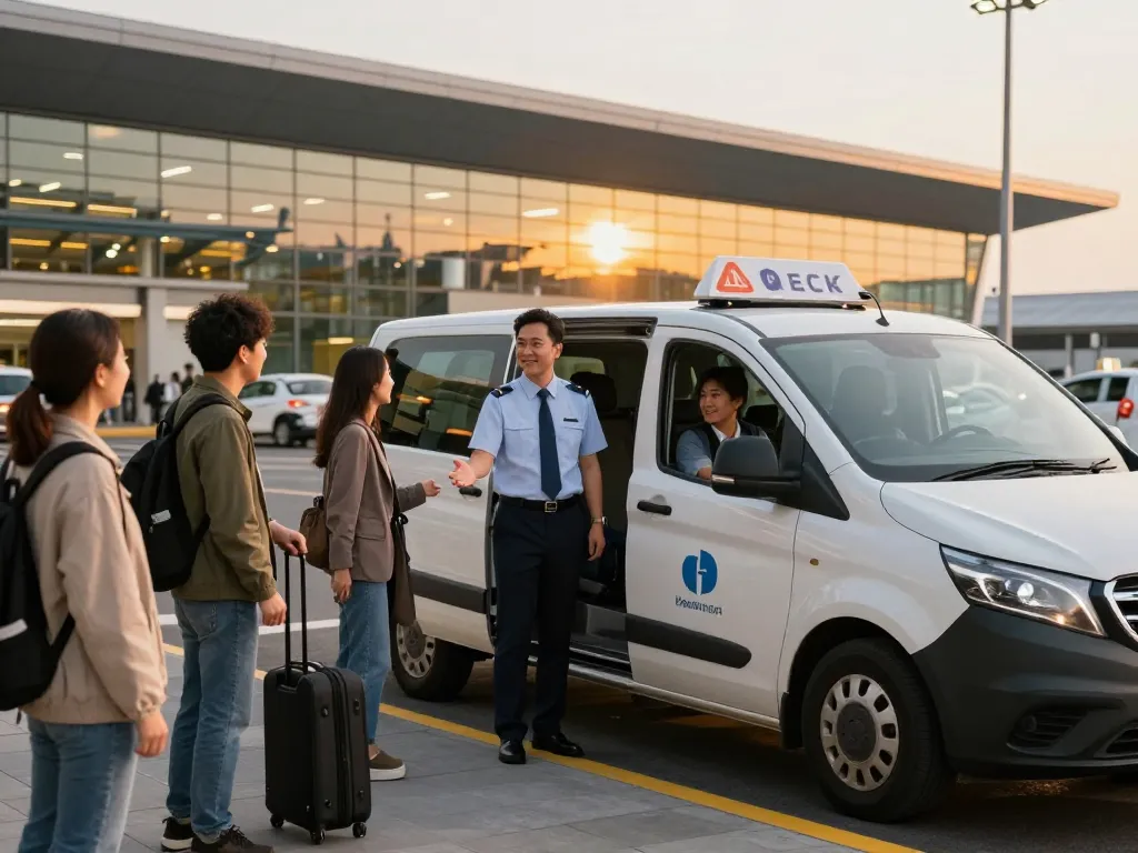 Airport transfers Halifax with a cheerful taxi driver welcoming passengers at Halifax Airport.