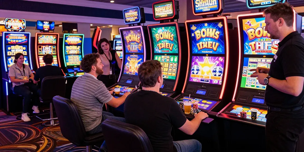 Exciting gameplay scene of bonus buy slots at aboutderbyshire.co.uk, with diverse players enjoying vibrant animations and casino atmosphere.