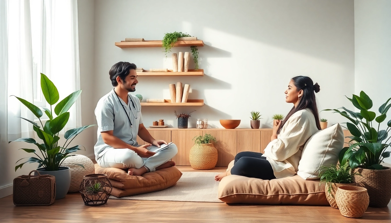 Engaging Ayurveda Consultation session in a serene setting with a professional practitioner.