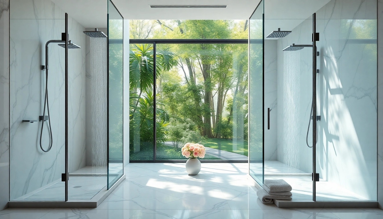 Transform your space with elegant showers featuring rainfall showerheads and stunning marble details.