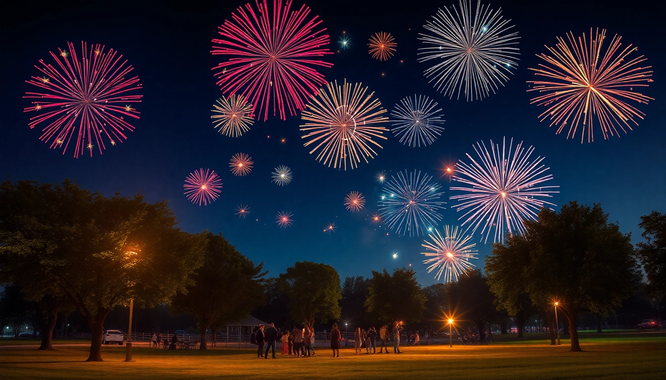 Watching cheap fireworks near me light up the night sky during a local celebration.