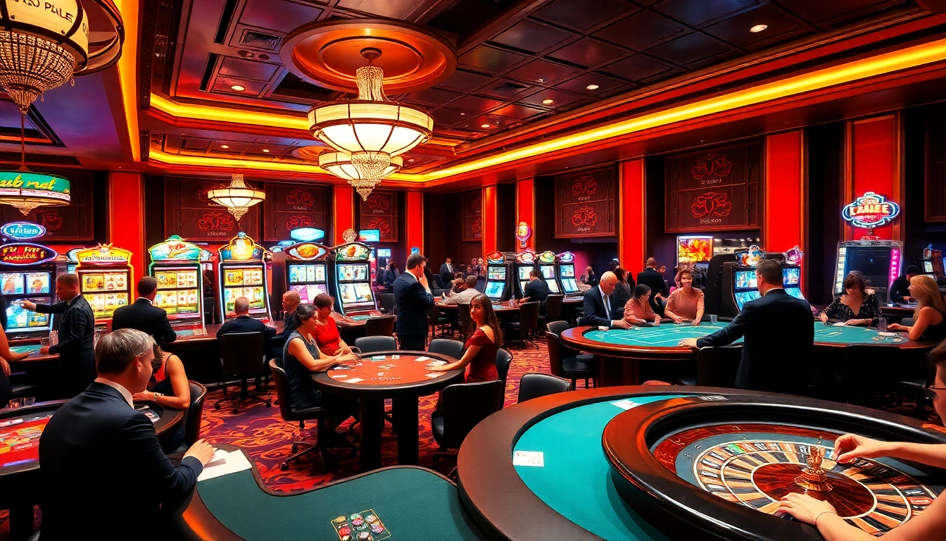 Experience the vibrant excitement of gambling at https://nk88bet.org/ with players and casino tables in action.