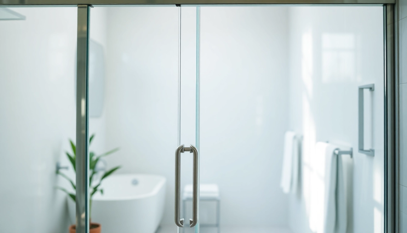 Showcase of stylish shower doors sliding, emphasizing sleek design and elegant chrome finish.