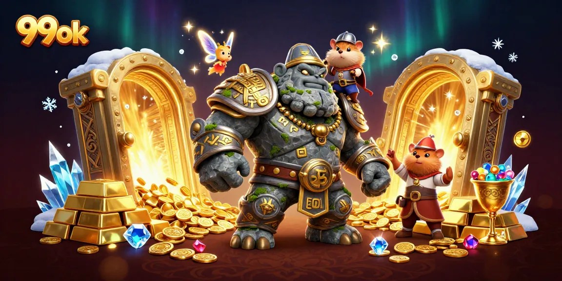 Experience the thrill of 99ok with enchanting characters and vibrant casino treasures bursting forth.