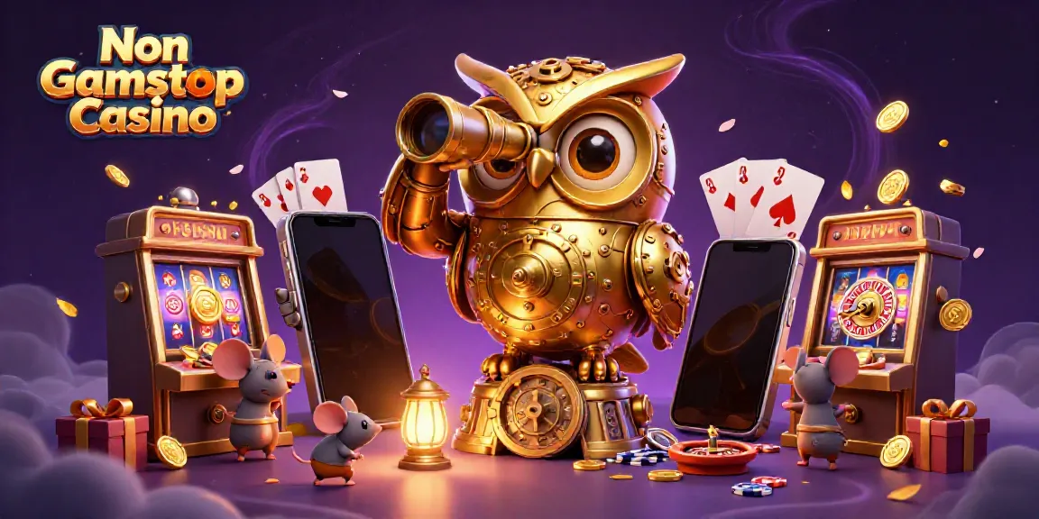Engage in thrilling gameplay at a Non Gamstop Casino with vibrant slot games and animated characters.