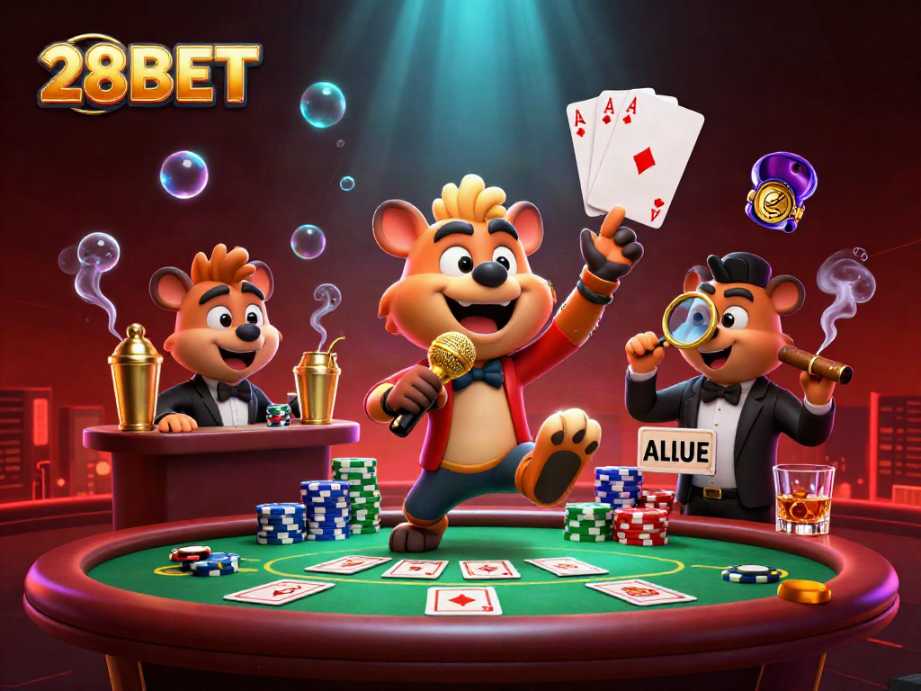 Experience thrilling entertainment at 28BET Casino with hyenas, poker, and laughter!