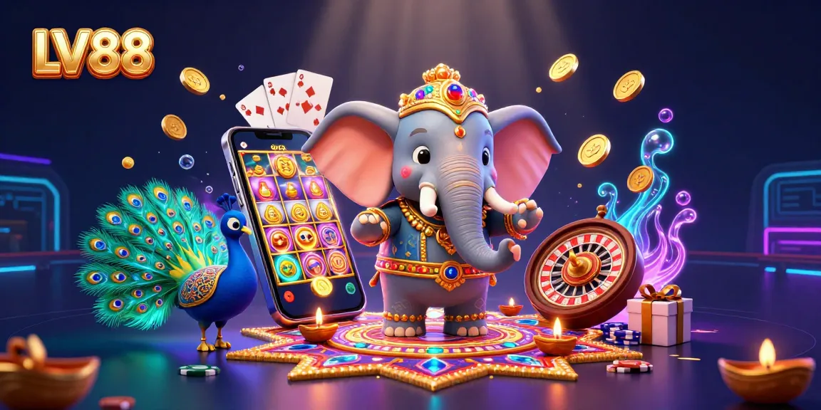 LV88 immerses players in a vibrant 3D casino scene filled with colorful slot games, dynamic characters, and intense action.