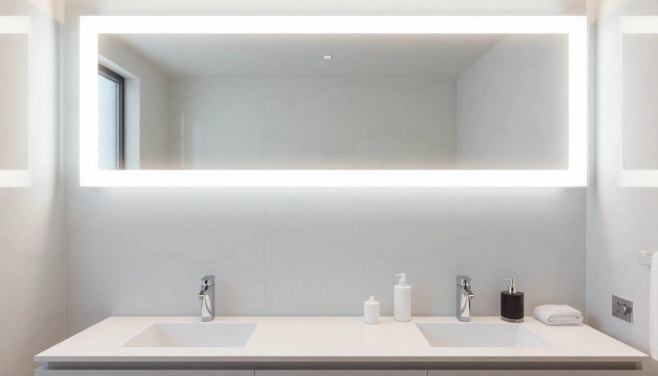 Illuminate your space with an elegant led mirror bathroom, featuring a sleek design and soft lighting.