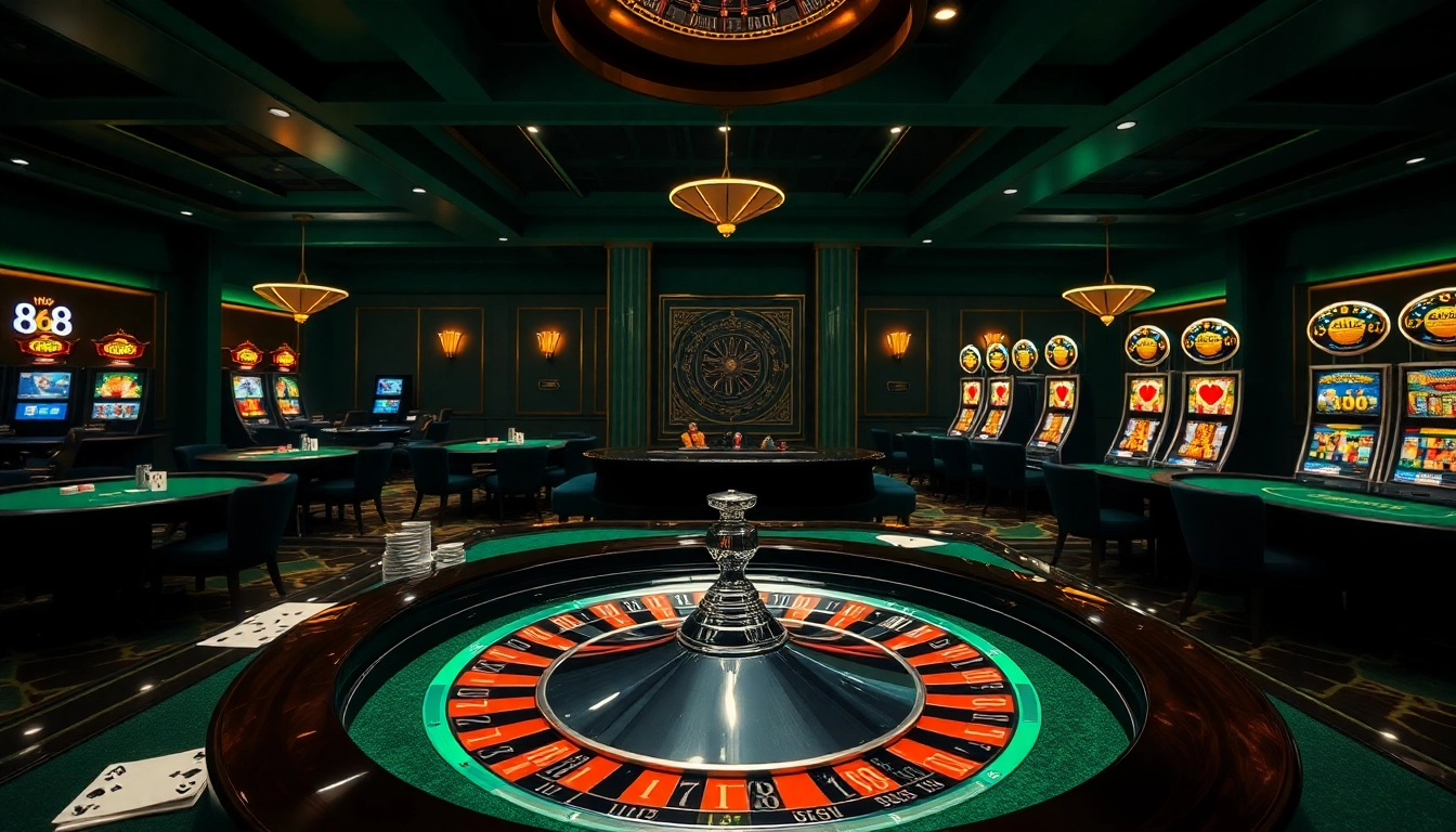 Experience thrilling gameplay at Link 98win with vibrant poker chips and roulette in an elegant casino setting.