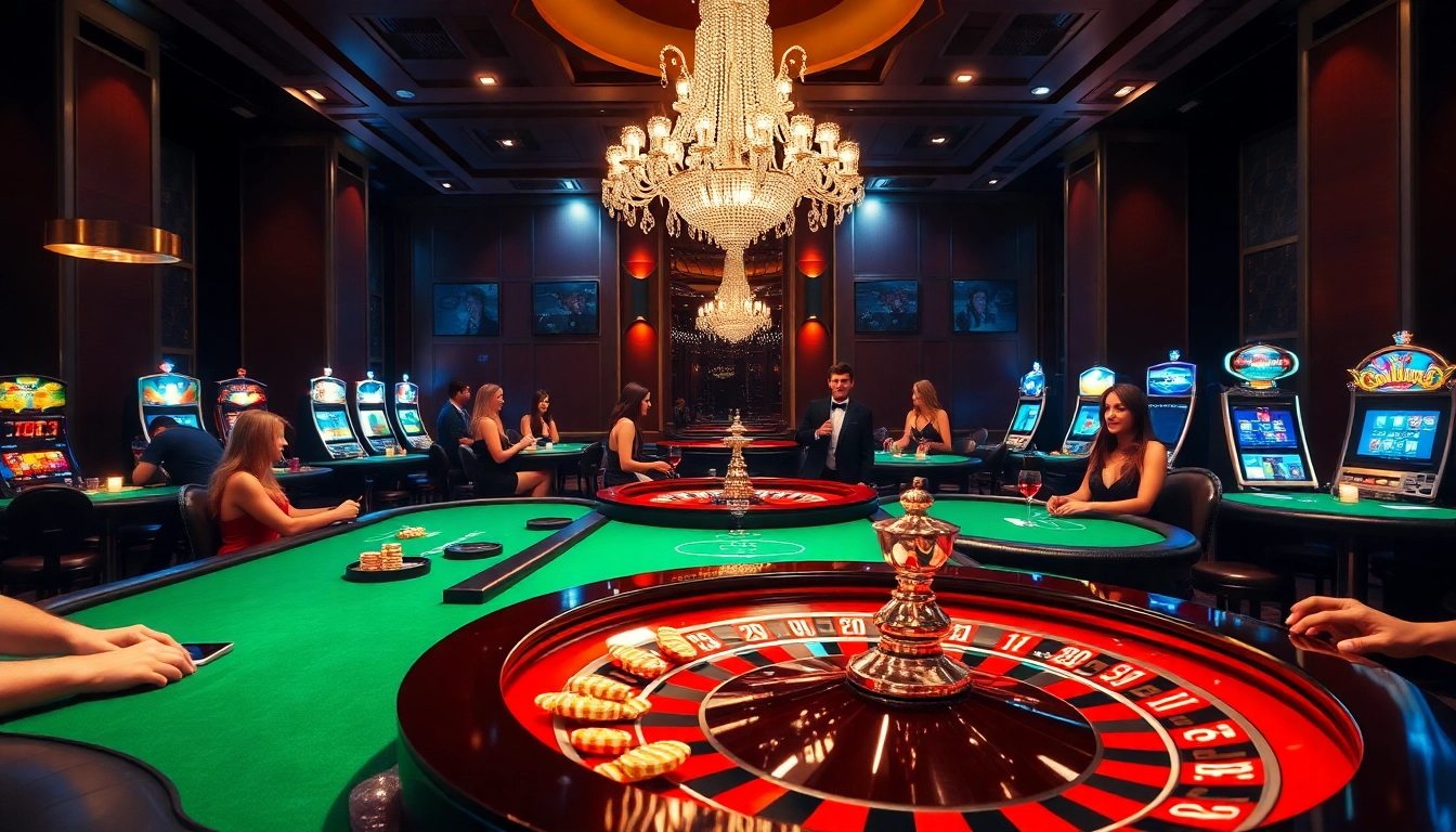 Players enjoying a thrilling game at VIPWIN 88 casino, showcasing luxury and excitement.