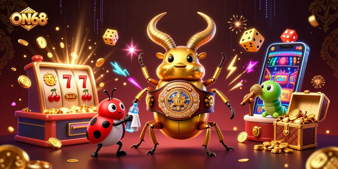 Experience the excitement of ON68 with vibrant casino visuals and dynamic characters.