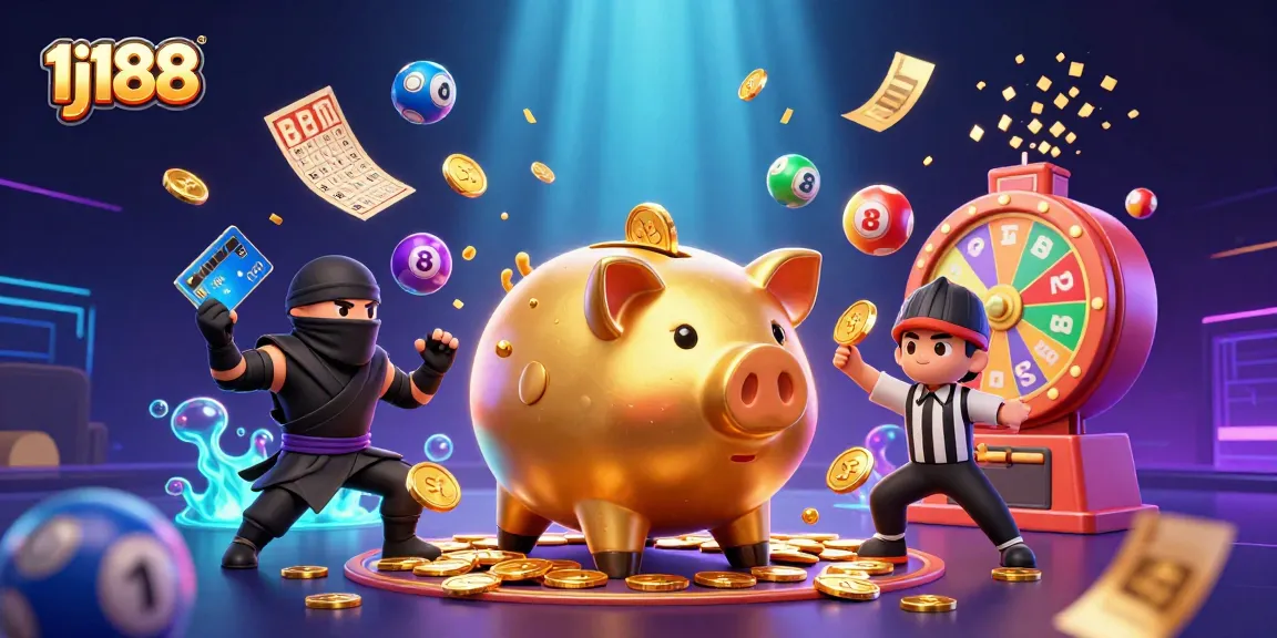 Experience gaming excitement with 1j188, a lively scene of animated characters and vibrant casino elements.