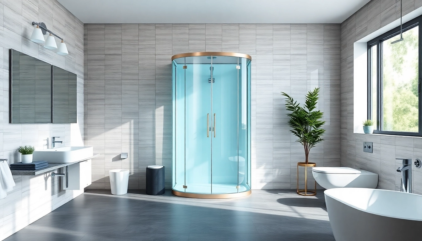 Die sonni Duschkabine in einem modernen Badezimmer-Design mit eleganten Details und sanfter Beleuchtung.