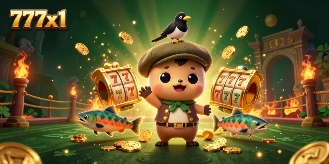 Join the fun with 777x1 as you spin winning slots among golden coins and festive characters!