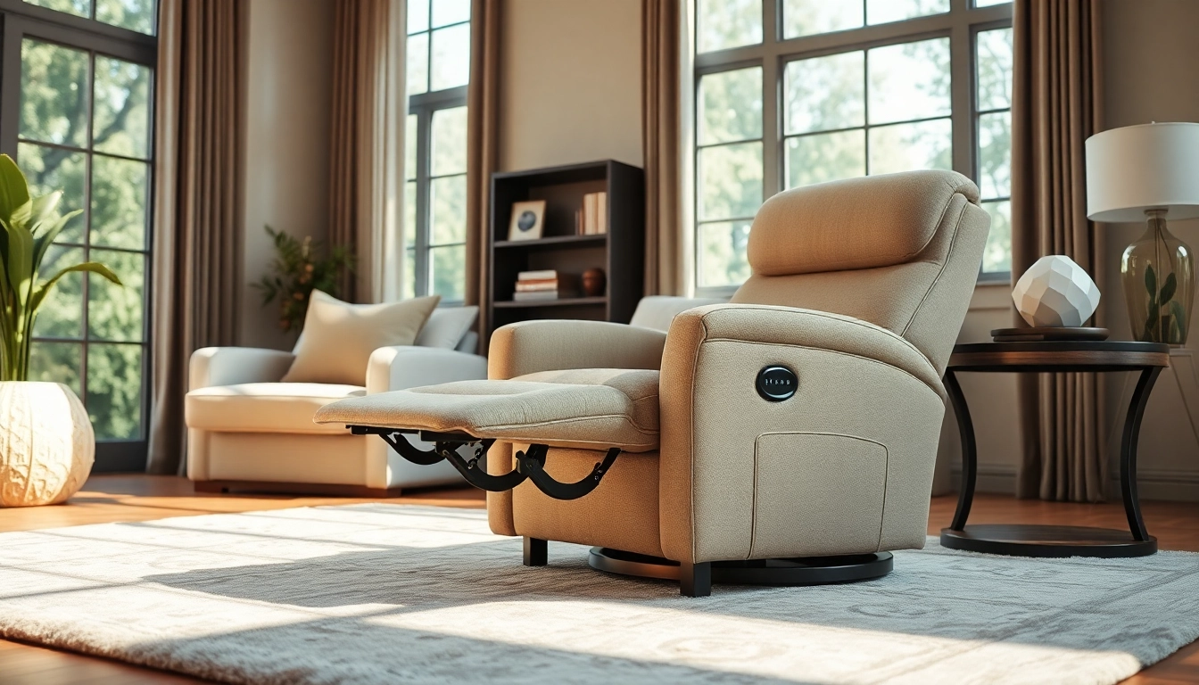 The recliner chair with massage and heat provides ultimate comfort and relaxation in a luxurious living room.