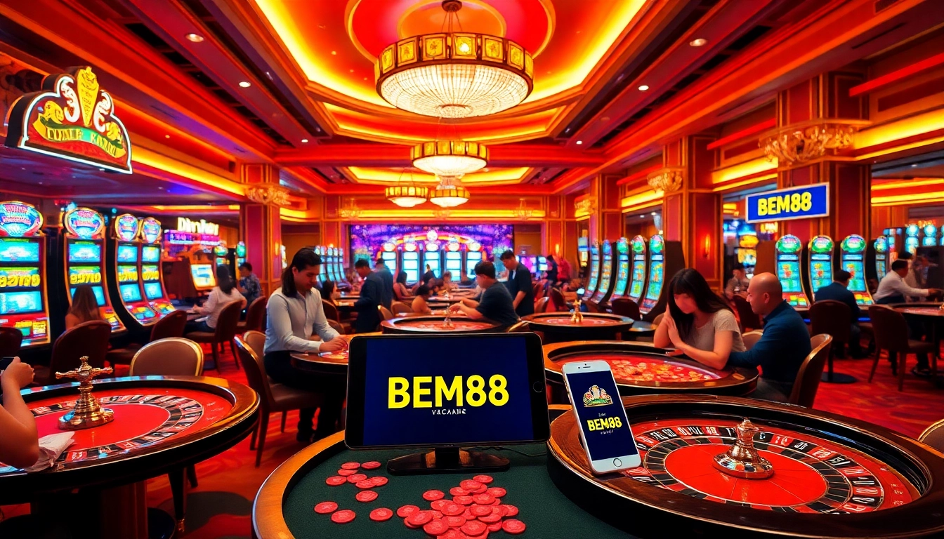 Experience the excitement of gambling with BEM88 in a luxurious casino setting.