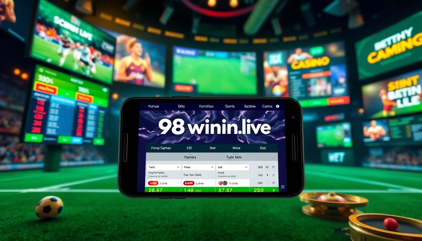 Experience seamless betting on 98winwin.live with vibrant sports visuals and engaging gaming elements.