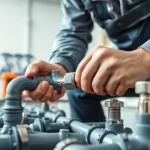 Expert performing whole house repiping services St Petersburg FL with modern plumbing tools.