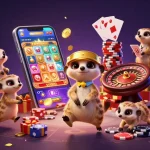 Win big at m98 with adorable meerkats operating a vibrant casino featuring slots and card games.