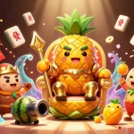 Experience thrilling gameplay at alo8 with a vibrant 3D casino scene featuring the golden pineapple king.