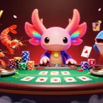 Experience vibrant gaming with s8galaxy featuring an axolotl DJ and poker elements