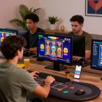 Players enjoying new UK casino sites from home, engaged with colorful slot games and promotions.