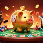Engage with kèo nhà cái 5 in a dynamic casino scene featuring characters and poker elements.