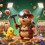 Engage with go99online's vibrant online gaming scene, featuring colorful slot reels and sports elements.